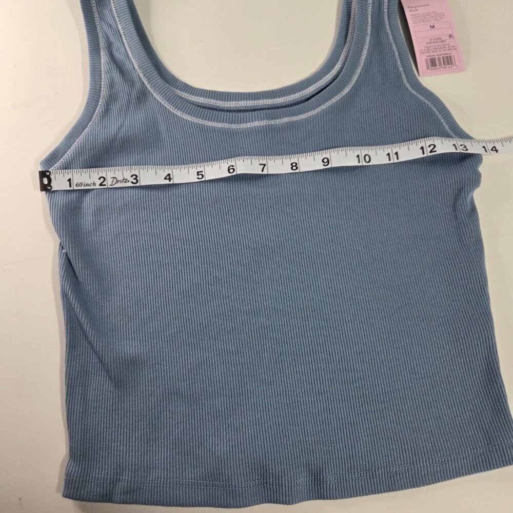 Wild Fable Slate Blue Ribbed Crop Tank Top M NWT‎ - Picture 3 of 4